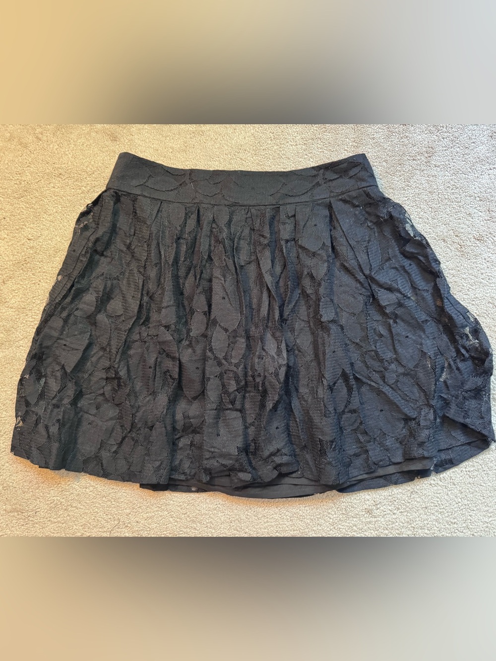 LOFT Black Textured Circle Skirt